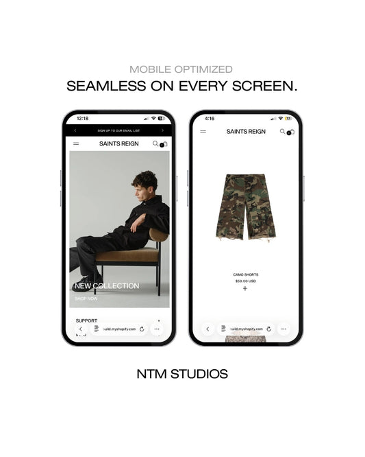 Two smartphones displaying a fashion app with a user interface and product images.